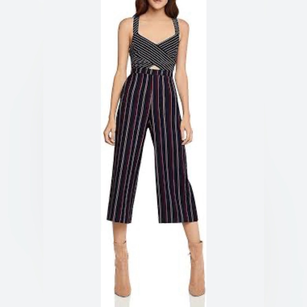 BCBGeneration Cropped Wide-Leg Stripe Jumpsuit